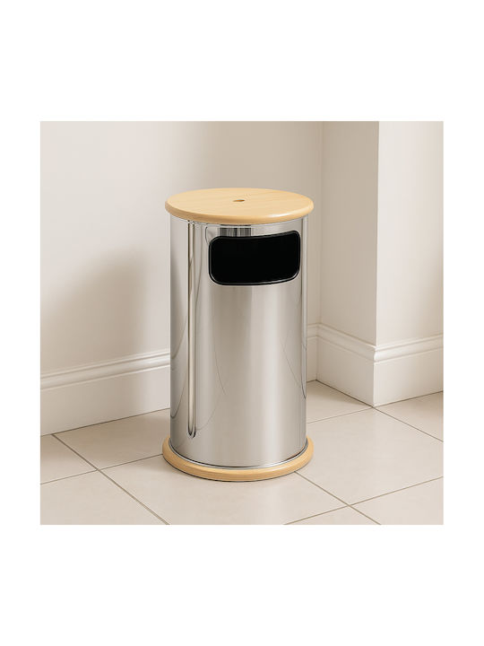 Metal Office Waste Bin Silver 28x28x50cm