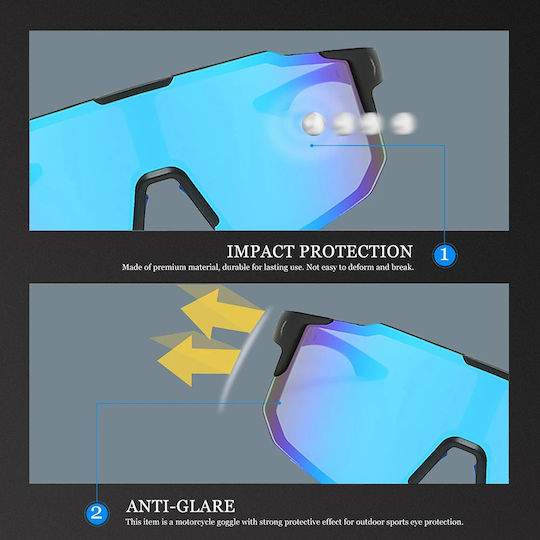 Techsuit Cycling Glasses with Black Frame & Multicolour Lenses
