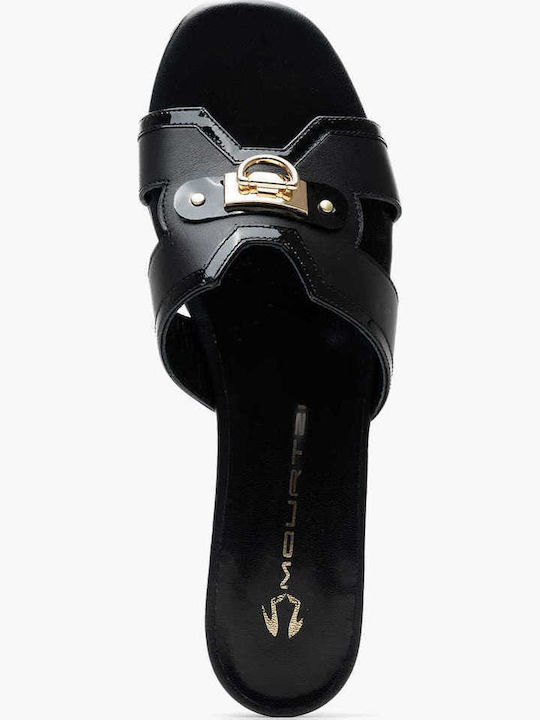 Leder Flache Sandalen für Damen in Schwarz Farbe