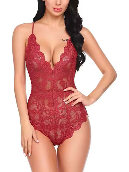 La Lolita Amsterdam Sexy Bodysuit with Lace Sexy Lace Teddy Red