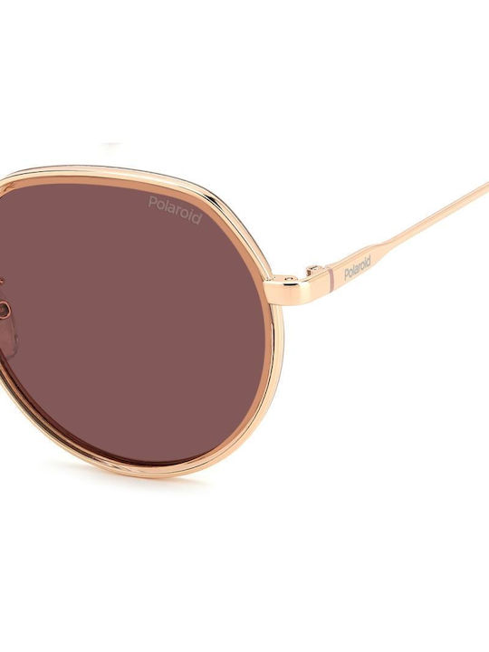 Polaroid Women's Sunglasses with Rose Gold Metal Frame and Brown Polarized Lens PLD4160/G DDB/KL