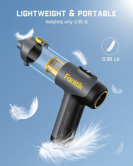 Fanttik Σκουπάκι Αυτοκινήτου Στερεών με Ισχύ 80W Επαναφορτιζόμενο 12V Διάφανο