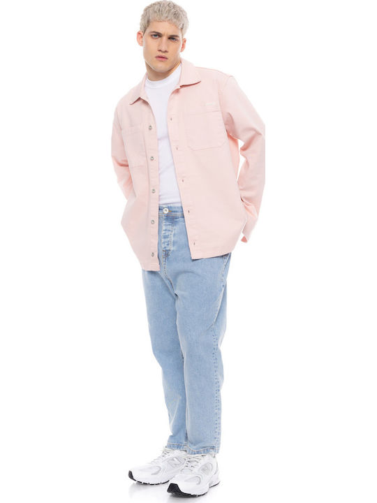 Long Sleeve Denim Overshirt Pale Pink
