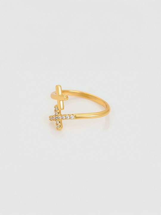 Chrysothemiss Ring with Stones Gold Plated