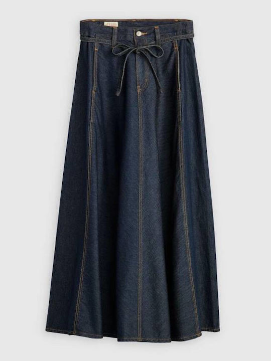 Denim Maxi Fustă Dark Blue