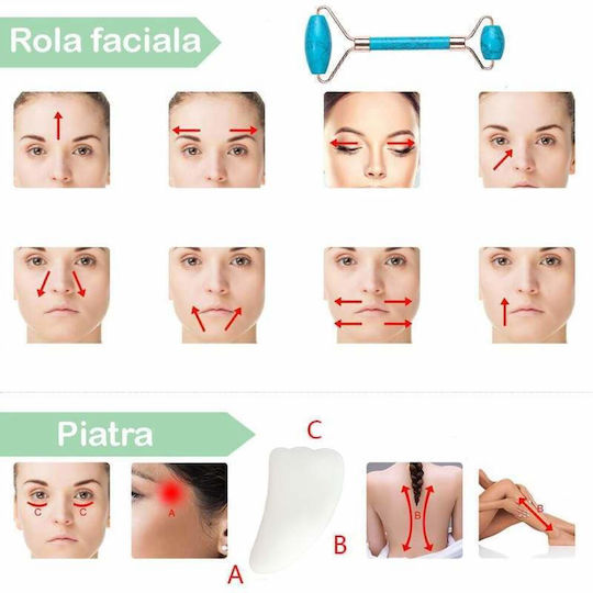 Rolă Facială și Instrument Gua Sha 2 Bucăți