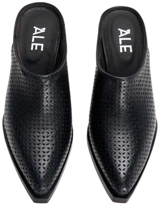 ALE - The Non Usual Casual Leather Mules Black 8Y22692-BLACK