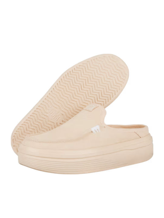 Suede Mules with Low Heel in Beige Color