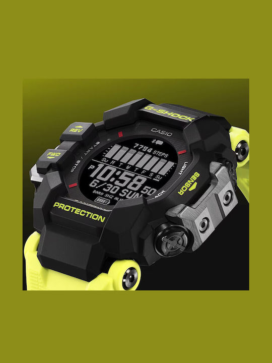 Casio G-Shock Ceas Digital Pentru Bărbați Cronograf Solar Cu Curea Din Cauciuc Galbenă