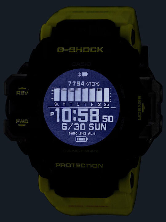 Casio G-Shock Ceas Digital Pentru Bărbați Cronograf Solar Cu Curea Din Cauciuc Galbenă