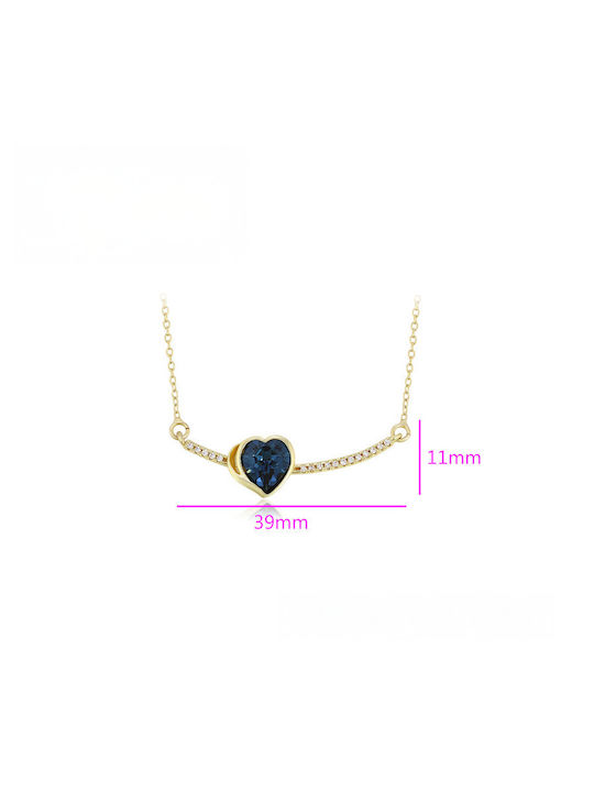 Chrysothemiss Necklace with design Heart Gold Plated with Zircon