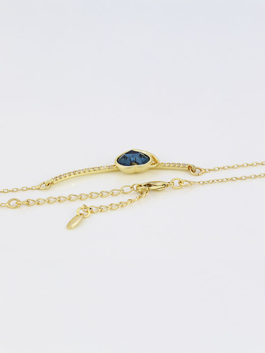Chrysothemiss Necklace with design Heart Gold Plated with Zircon