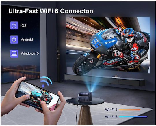 Wimius P64 Mini Projector DLP Full HD Λάμπας LED με Wi-Fi και Ενσωματωμένα Ηχεία