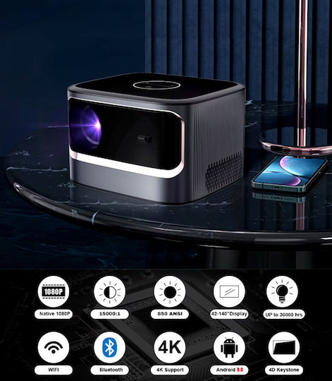 Aokang AK-41 Mini 3D Proiector LCD Full HD LED cu Wi-Fi și Difuzoare Incorporate Gri