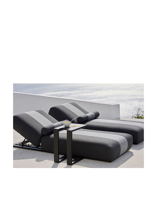 Șezlong Aluminiu cu Pernă Negru 213x90x30cm