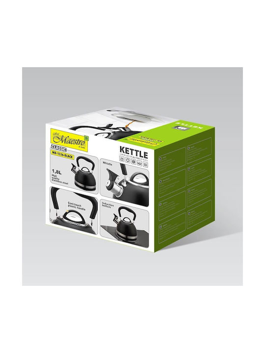 Maestro Teapot Stainless Steel Black 1800ml