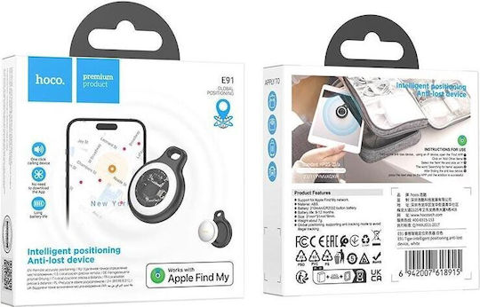 Hoco E91 Bluetooth Tracker Μαύoς Συμβατό με Apple Find My
