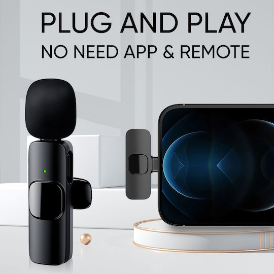 Apexel APL-MIC003 Ασύρματο Μικρόφωνο Πέτου, Clip On Δημοσιογραφικό