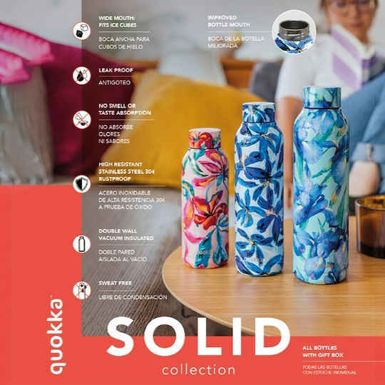 Quokka Solid Stainless Steel Thermos Bottle BPA Free 630ml Slate