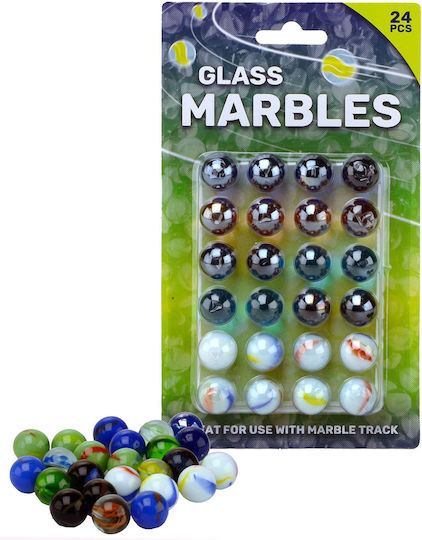 Set 48 Multicolored Glass Marbles 16 Mm