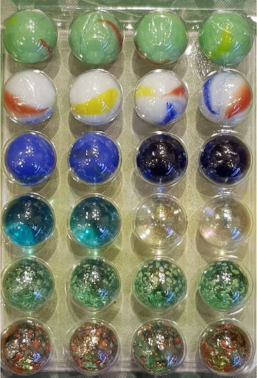 Set 48 Multicolored Glass Marbles 16 Mm