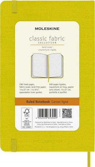 Moleskine Notebook Large 13x21 Silk Notebook 240 Sheets Ruled with Elastic Yellow