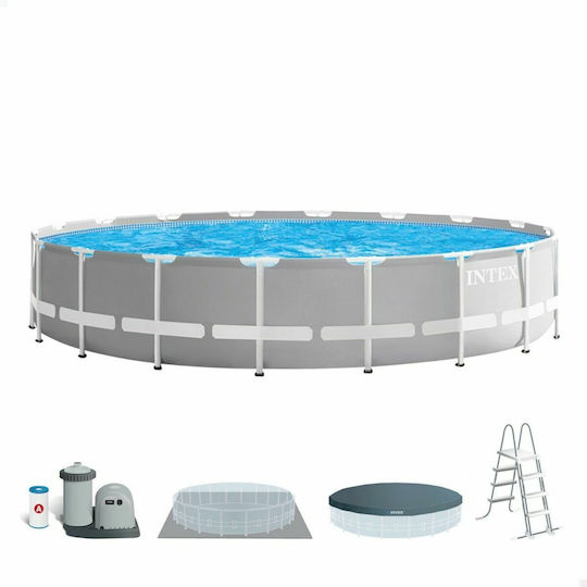 Intex Ultra Frame Prism Кръгъл Басейн 32.695л с Метална Рамка 610x132см Сив
