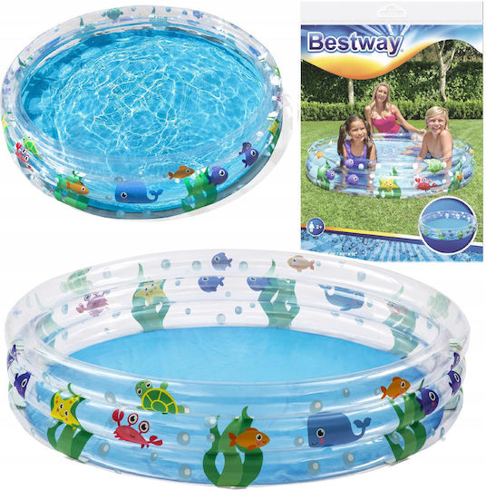 Bestway Παιδική Στρογγυλή Πισίνα 282lt Φουσκωτή Ζωάκια Θαλάσσης