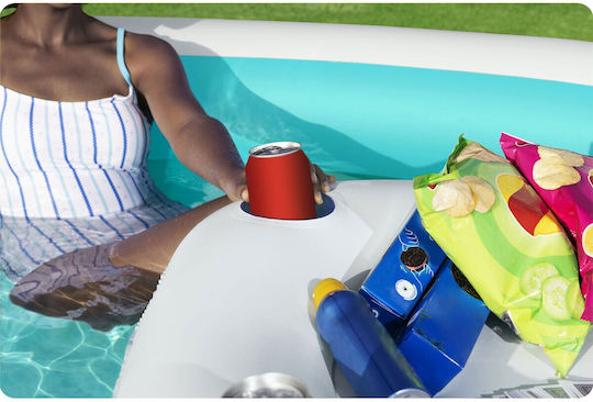 Bestway Square PVC Swimming Pool 737lt Inflatable 218x218x48cm Turquoise