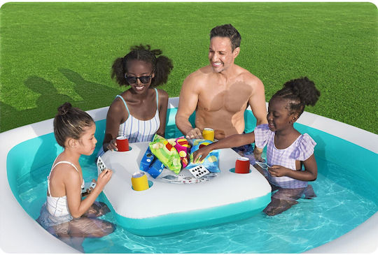 Bestway Square PVC Swimming Pool 737lt Inflatable 218x218x48cm Turquoise