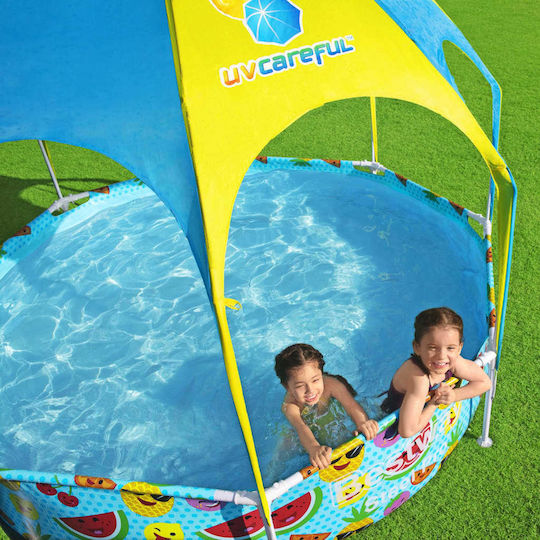 Bestway Детски Кръгъл Басейн PVC 1688л с Метална Рамка 244x51см Оранжев