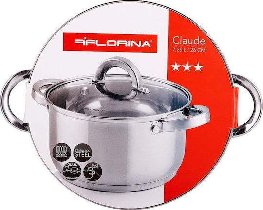 Florina Claude Дълбока Неръждаема Тенджера 7.25л / 26см