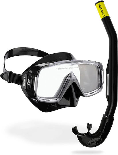 CressiSub Silicone Diving Mask with Snorkel Sirena Black