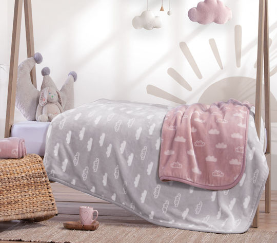 Nef-Nef Homeware Blanket Nursery Swaddling Blankets Clouds Velvet Gray 75x100cm