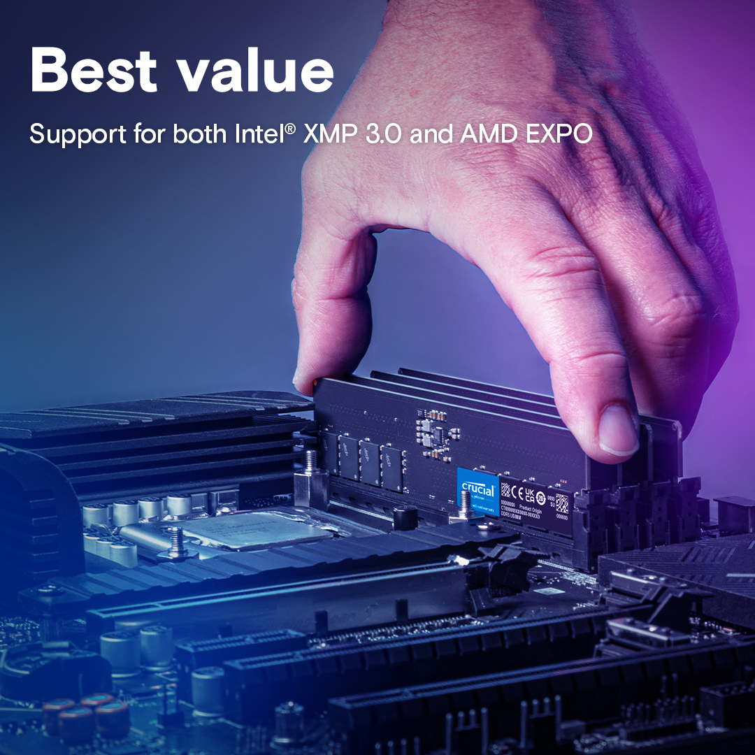 Crucial 128GB DDR5 RAM cu 2 module (2x64GB) și Viteză 5600 pentru