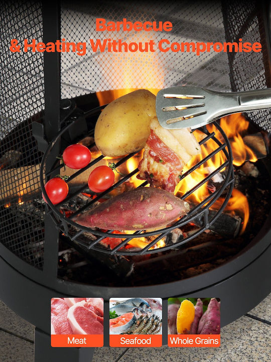 Vevor 20 In Chiminea Outdoor Wood Burning Firepit Grill Mesh & Chimney Coat