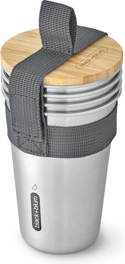 Black & Blum 500ml Stainless Steel Cups Grey Picnic Set of 4 Pieces