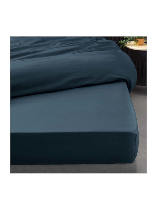 Douceur d'Intérieur Sheet Super-Double with Elastic 160x200cm. Night Blue