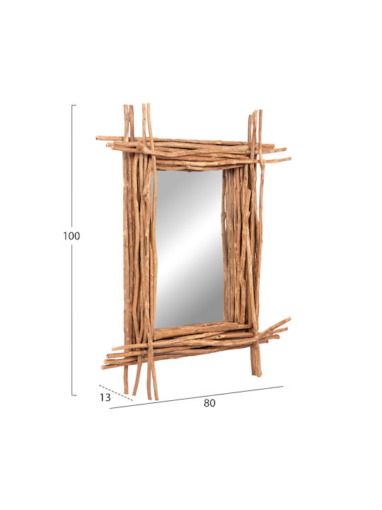 HomeMarkt Twigger Καθρέπτης Τοίχου με Μπεζ Ξύλινο Πλαίσιο 100x80cm