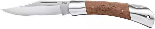 Walther Classic Clip 1 Pocket Knife with Locking Mechanism Brown in Leather Sheath