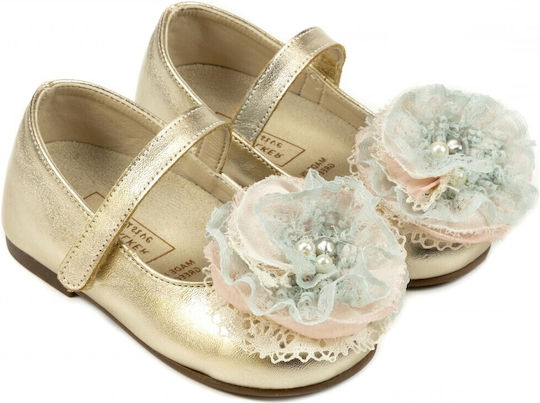 Babywalker Taufschuhe für Mädchen Leder Gold Babywalker