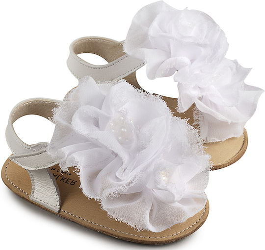 Babywalker Babywalker Leather Soft Sole Sandals for Girls White
