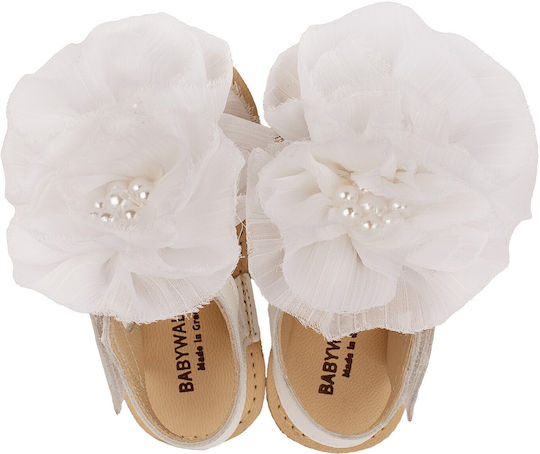 Babywalker Babywalker Leather Soft Sole Sandals for Girls White