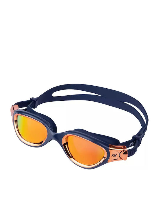 Ochelari de înot Zone3 Venator-x Albastru Marin Cupru Polarizați Revo Aurii