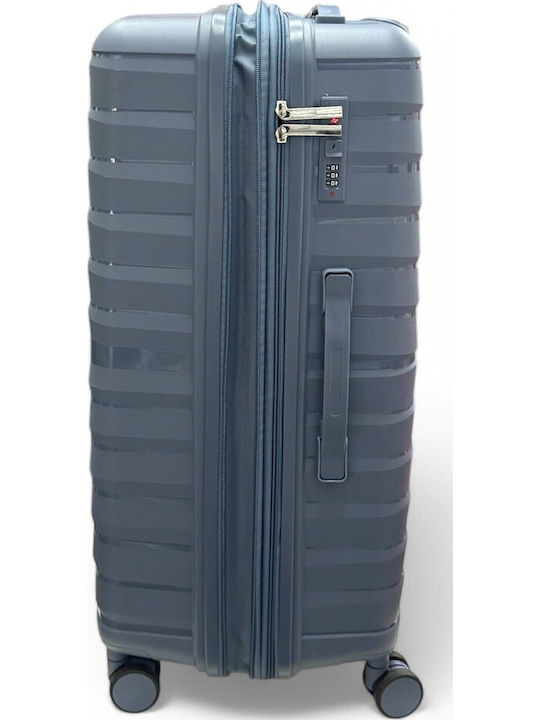 Olia Home Großer Reise Koffer Grau Blau mit 4 Rädern Höhe 85cm