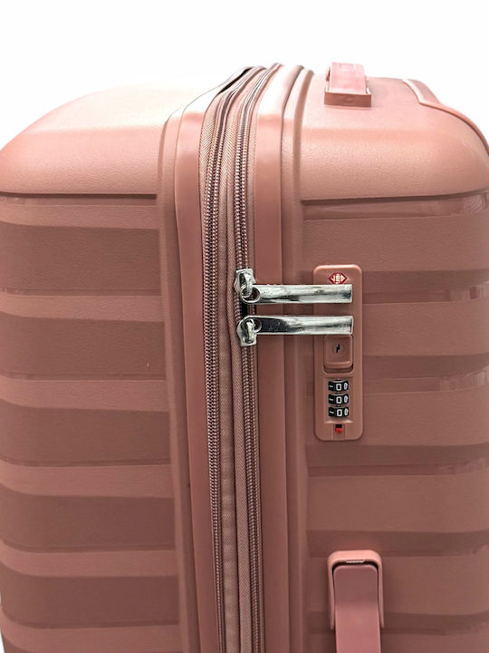Olia Home Μεγάλη Βαλίτσα Ταξιδίου Σκληρή Rose Gold με 4 Ρόδες Ύψους 85εκ.