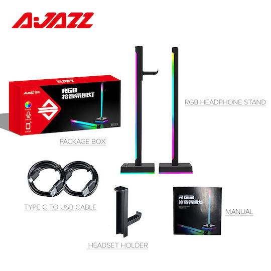 Ajazz ABL190 Desktop Headphone Stand with Led Lighting Black