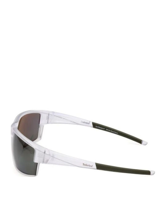 Timberland Unisex Sunglasses with White Plastic Frame and Green Mirror Lens TB9308 26R