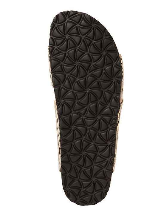 Leather Women's Flat Sandals in Beige Color