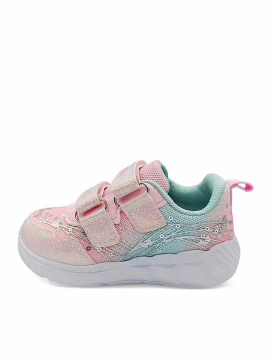 Παιδικά Sneakers με Σκρατς & Φωτάκια Ροζ